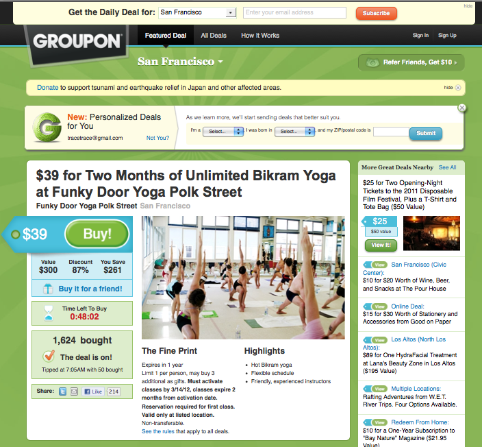 Another Day, Another Bikram Deal on Another Social Coupon Site…